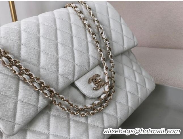 Promotional Chanel XXL Airline Travel Flap Bag in Grained Leather A4661 White/Light Gold 2024 Top