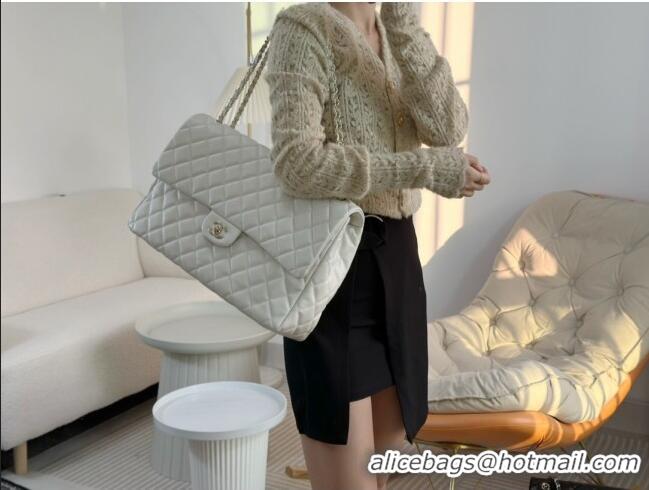 Promotional Chanel XXL Airline Travel Flap Bag in Grained Leather A4661 White/Light Gold 2024 Top