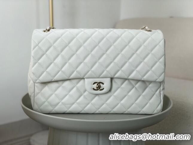 Promotional Chanel XXL Airline Travel Flap Bag in Grained Leather A4661 White/Light Gold 2024 Top