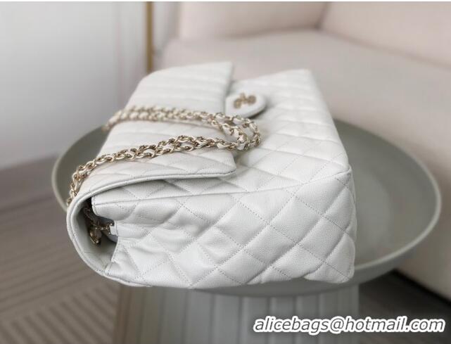 Promotional Chanel XXL Airline Travel Flap Bag in Grained Leather A4661 White/Light Gold 2024 Top