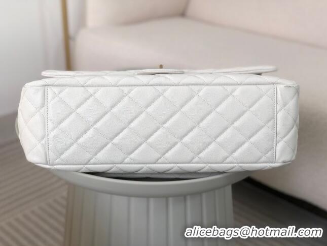 Promotional Chanel XXL Airline Travel Flap Bag in Grained Leather A4661 White/Light Gold 2024 Top