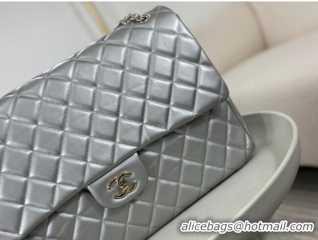 Discount Chanel XXL Airline Travel Flap Bag in Smooth Calfskin A4661 Silver/Light Gold 2024 Top