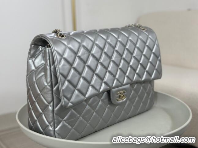 Discount Chanel XXL Airline Travel Flap Bag in Smooth Calfskin A4661 Silver/Light Gold 2024 Top