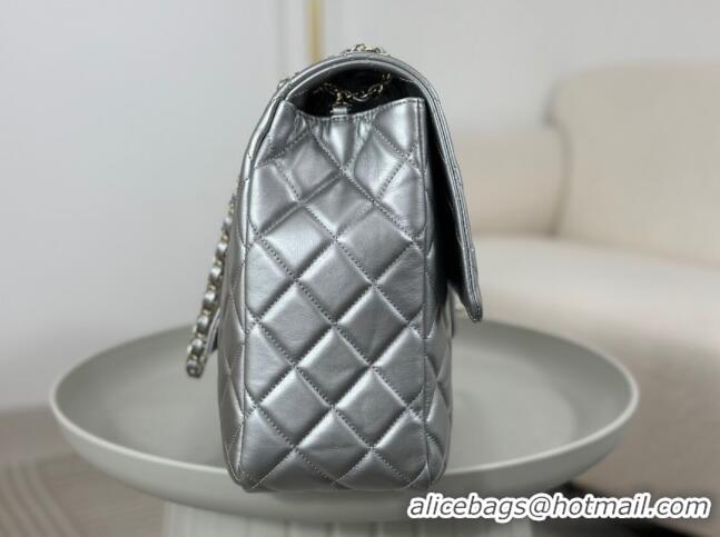 Discount Chanel XXL Airline Travel Flap Bag in Smooth Calfskin A4661 Silver/Light Gold 2024 Top