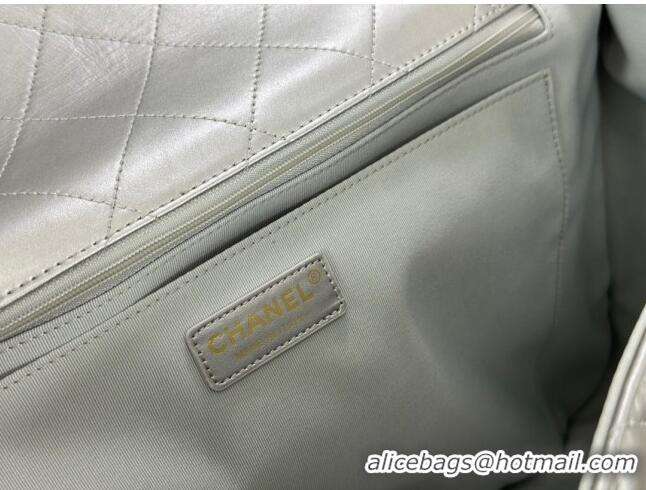 Discount Chanel XXL Airline Travel Flap Bag in Smooth Calfskin A4661 Silver/Light Gold 2024 Top