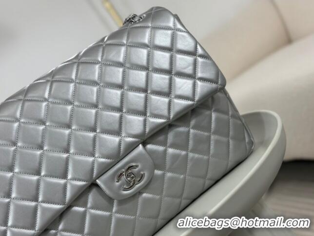 Grade Design Chanel XXL Airline Travel Flap Bag in Smooth Calfskin A4661 Silver/Silver 2024 Top