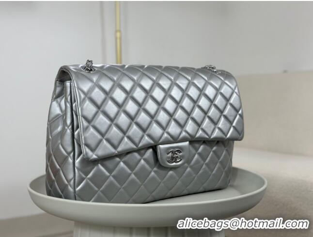 Grade Design Chanel XXL Airline Travel Flap Bag in Smooth Calfskin A4661 Silver/Silver 2024 Top