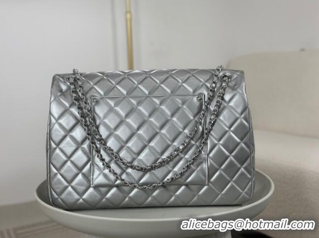 Grade Design Chanel XXL Airline Travel Flap Bag in Smooth Calfskin A4661 Silver/Silver 2024 Top