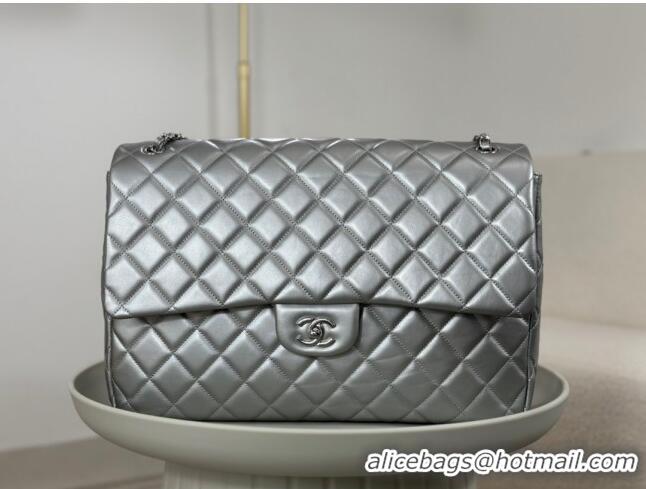 Grade Design Chanel XXL Airline Travel Flap Bag in Smooth Calfskin A4661 Silver/Silver 2024 Top