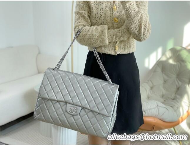 Grade Design Chanel XXL Airline Travel Flap Bag in Smooth Calfskin A4661 Silver/Silver 2024 Top