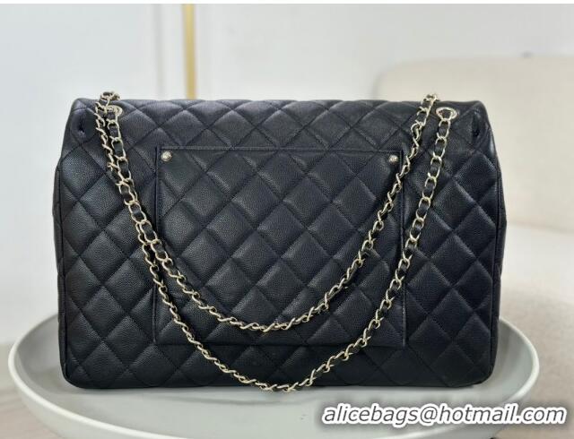 Famous Brand Chanel XXL Airline Travel Flap Bag inGrained Leather A4661 Black/Light Gold 2024 Top