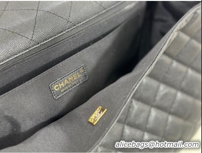 Famous Brand Chanel XXL Airline Travel Flap Bag inGrained Leather A4661 Black/Light Gold 2024 Top