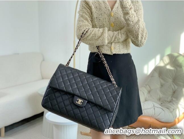 Famous Brand Chanel XXL Airline Travel Flap Bag inGrained Leather A4661 Black/Light Gold 2024 Top