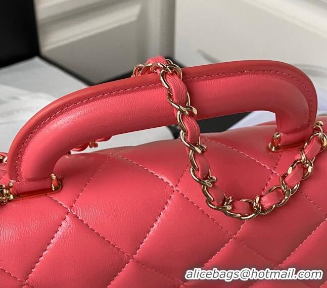 New Fashion Chanel Shiny Calfskin Medium Flap Bag with Top handle AS4544 Pink 2023