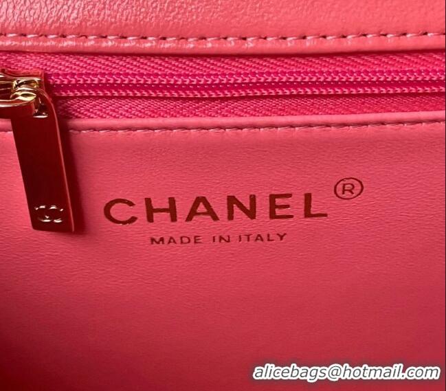 New Fashion Chanel Shiny Calfskin Medium Flap Bag with Top handle AS4544 Pink 2023