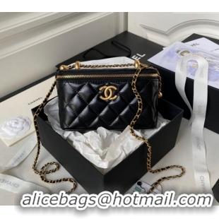 Inexpensive Chanel Quilted Lambskin Clutch with Chain and Metal-Tone Ball AP3651 Black 2023