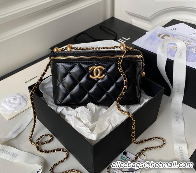 Inexpensive Chanel Quilted Lambskin Clutch with Chain and Metal-Tone Ball AP3651 Black 2023