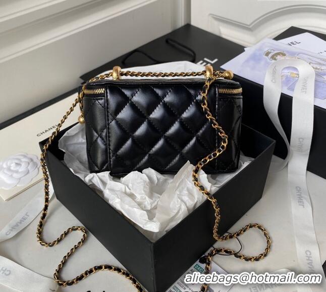 Inexpensive Chanel Quilted Lambskin Clutch with Chain and Metal-Tone Ball AP3651 Black 2023