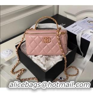 Super Quality Chanel Quilted Lambskin Clutch with Chain Top Handle and Crystals AP3663 Light Pink 2023