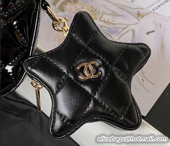 Well Crafted Chanel Mirror Calfskin Flap Bag & Star Coin Purse AS4648 Black 2023