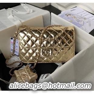 Top Quality Chanel Mirror Calfskin Flap Bag & Star Coin Purse AS4648 Gold 2023