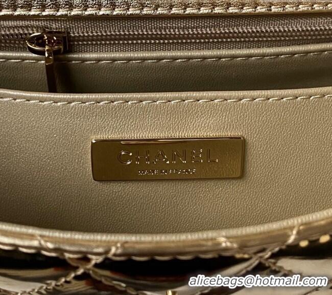 Top Quality Chanel Mirror Calfskin Flap Bag & Star Coin Purse AS4648 Gold 2023