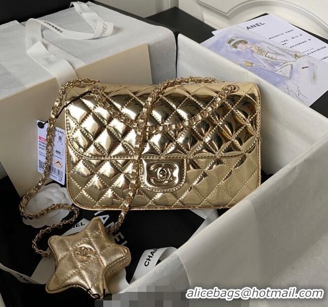 Top Quality Chanel Mirror Calfskin Flap Bag & Star Coin Purse AS4648 Gold 2023