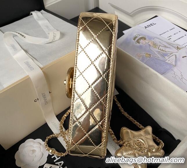 Top Quality Chanel Mirror Calfskin Flap Bag & Star Coin Purse AS4648 Gold 2023