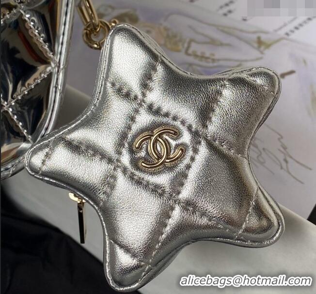 Trendy Design Chanel Mirror Calfskin Flap Bag & Star Coin Purse AS4648 Silver 2023