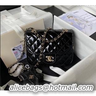 Reasonable Price Chanel Mirror Calfskin Mini Flap Bag & Star Coin Purse AS4647 Black 2023