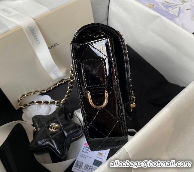 Reasonable Price Chanel Mirror Calfskin Mini Flap Bag & Star Coin Purse AS4647 Black 2023