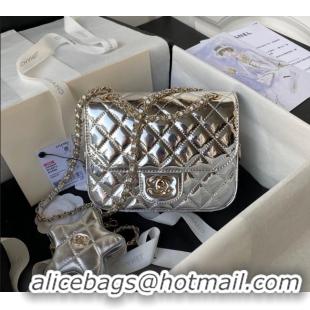 Grade Design Chanel Mirror Calfskin Mini Flap Bag & Star Coin Purse AS4647 Silver 2023