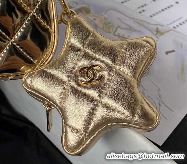 Most Popular Chanel Mirror Calfskin Mini Flap Bag & Star Coin Purse AS4647 Gold 2023