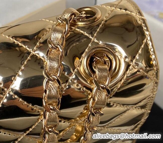 Most Popular Chanel Mirror Calfskin Mini Flap Bag & Star Coin Purse AS4647 Gold 2023