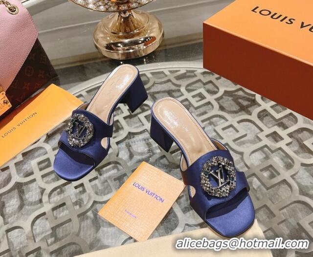 Most Popular Louis Vuitton LV Met Satin Heel Slide Sandals 5.5cm with Strass Purple 606097