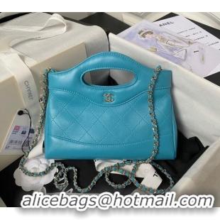 Buy Fashionable Chanel Quilted Calfskin East-West Mini 31 Shopping Bag AS3656 Blue 2023