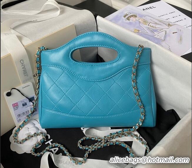 Buy Fashionable Chanel Quilted Calfskin East-West Mini 31 Shopping Bag AS3656 Blue 2023