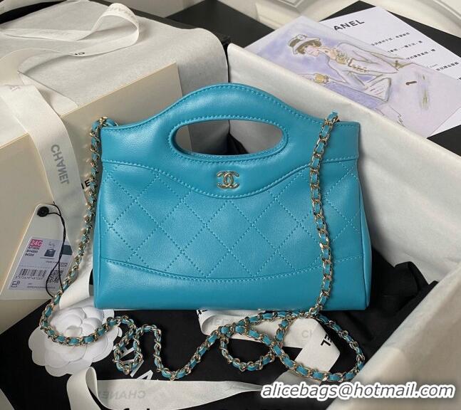 Buy Fashionable Chanel Quilted Calfskin East-West Mini 31 Shopping Bag AS3656 Blue 2023