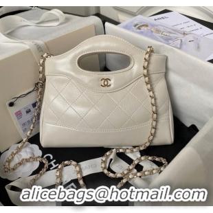 Inexpensive Chanel Quilted Calfskin East-West Mini 31 Shopping Bag AS3656 White 2023