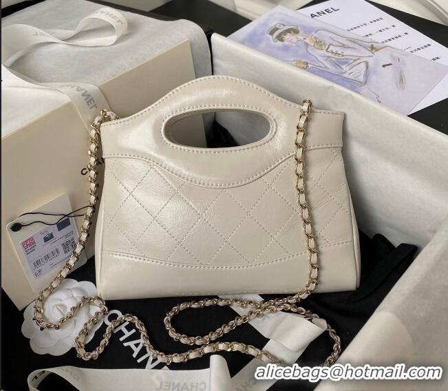 Inexpensive Chanel Quilted Calfskin East-West Mini 31 Shopping Bag AS3656 White 2023