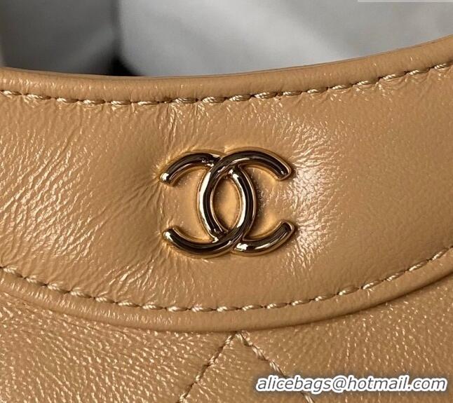 Unique Grade Chanel Quilted Calfskin East-West Mini 31 Shopping Bag AS3656 Apricot 2023