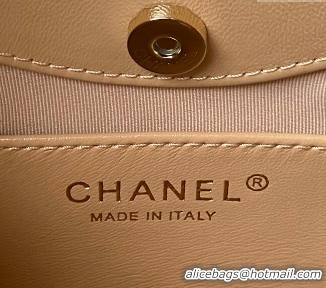 Unique Grade Chanel Quilted Calfskin East-West Mini 31 Shopping Bag AS3656 Apricot 2023