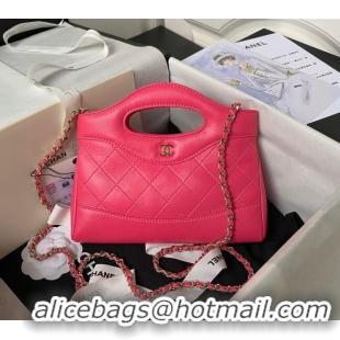 New Style Chanel Quilted Calfskin East-West Mini 31 Shopping Bag AS3656 Dark Pink 2023