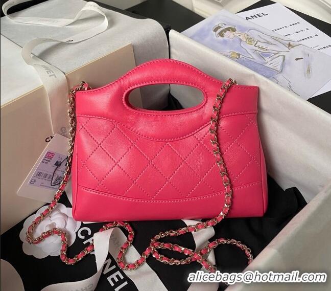 New Style Chanel Quilted Calfskin East-West Mini 31 Shopping Bag AS3656 Dark Pink 2023