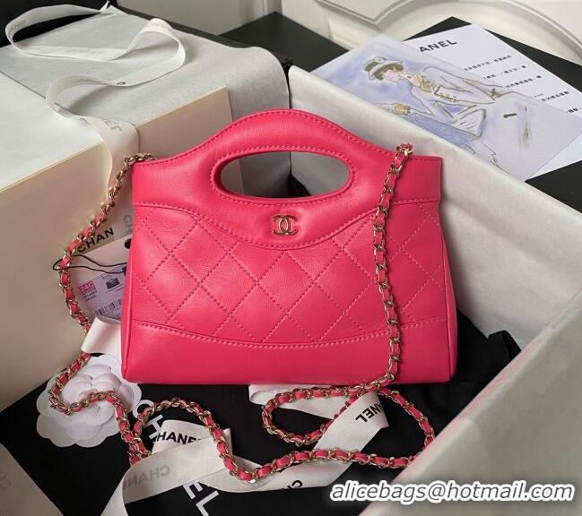 New Style Chanel Quilted Calfskin East-West Mini 31 Shopping Bag AS3656 Dark Pink 2023