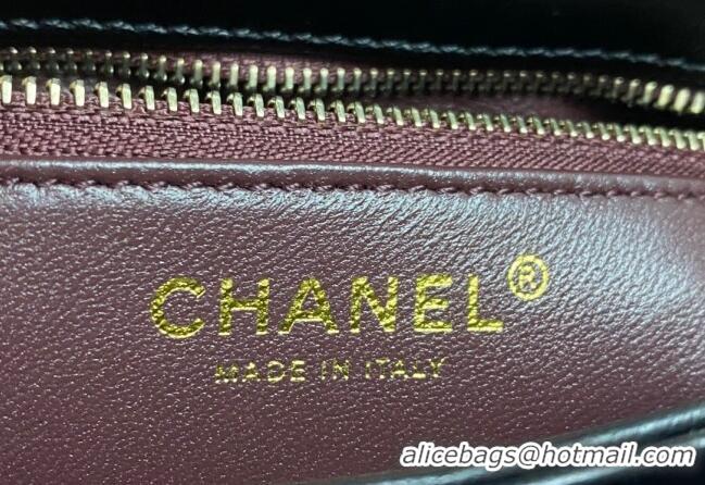 Buy Discount Chanel Trendy CC Quilted Lambskin Mini Flap Bag with Top handle and Metal-Tone Band AS4654 Black/Gold