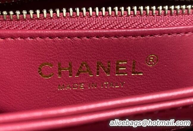 Low Cost Chanel Trendy CC Quilted Lambskin Mini Flap Bag with Top handle and Metal-Tone Band AS4654 Dark Red 2023