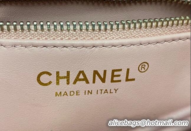 Promotional Chanel Trendy CC Quilted Lambskin Mini Flap Bag with Top handle and Metal-Tone Band AS4654 Light Pink