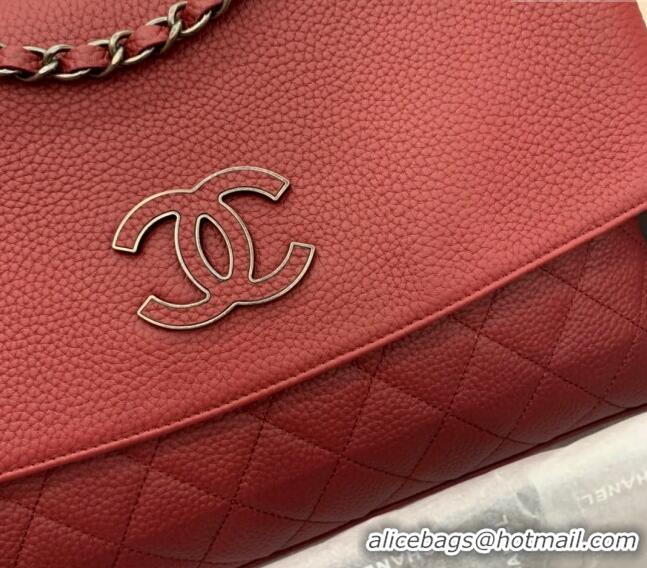 Fashion Discount Chanel Grained Calfskin Flap Bag A8095 Red