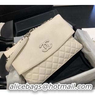 Good Looking Chanel Grained Calfskin Flap Bag A8095 White 2023